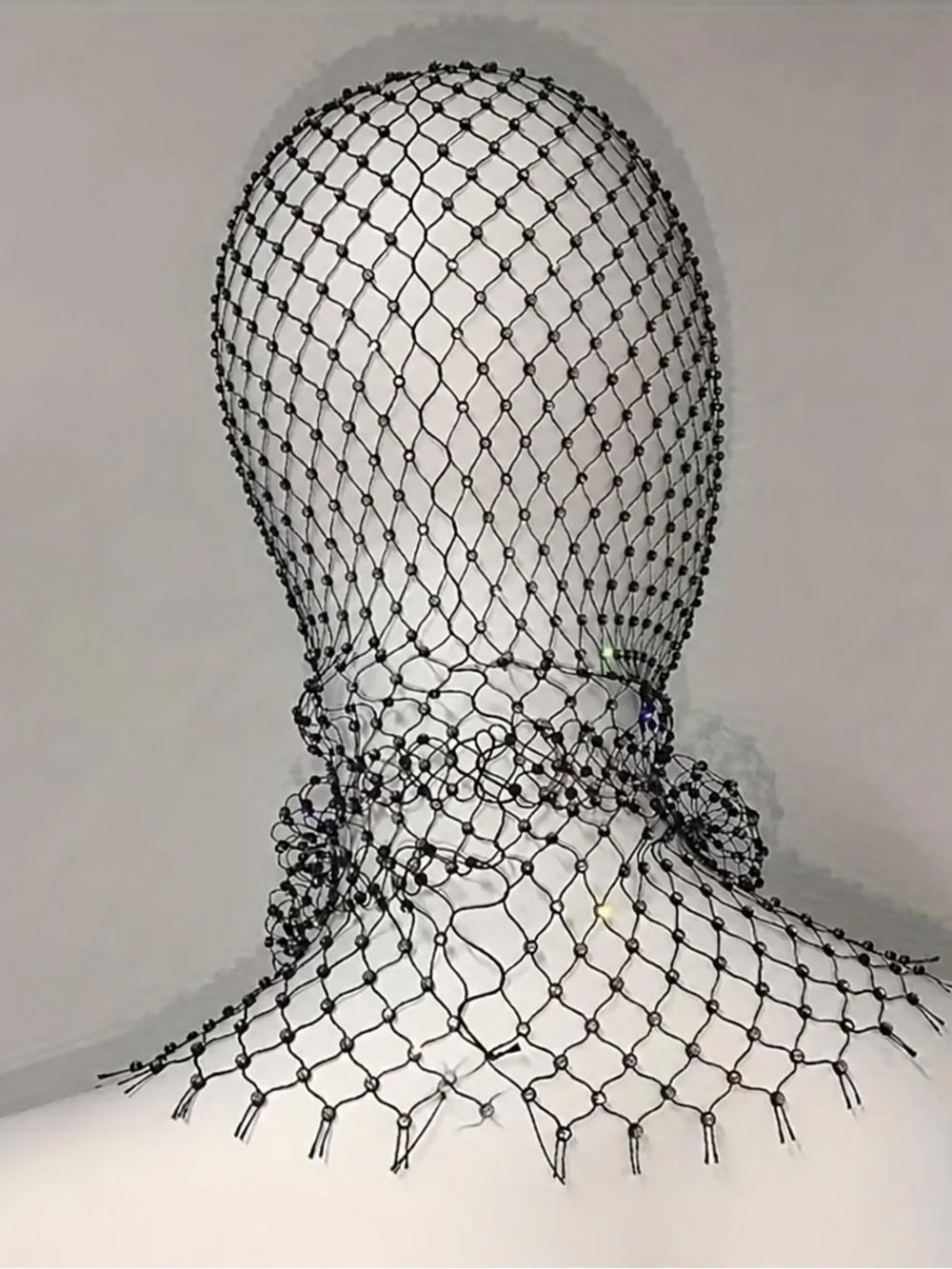 Black Sparkly Rhinestone Mesh Face Veil